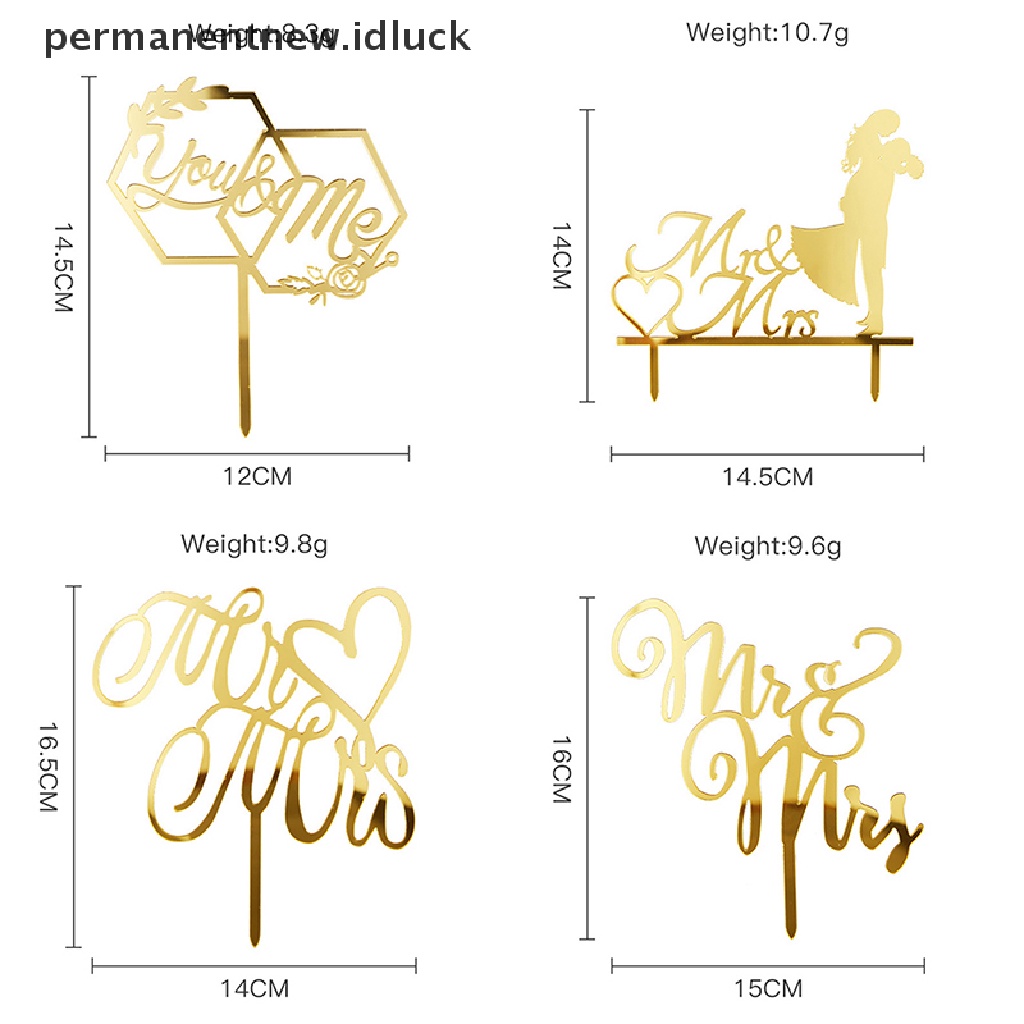 Topper Kue Desain MR &amp; MRS Bahan Akrilik Untuk Dekorasi Pernikahan