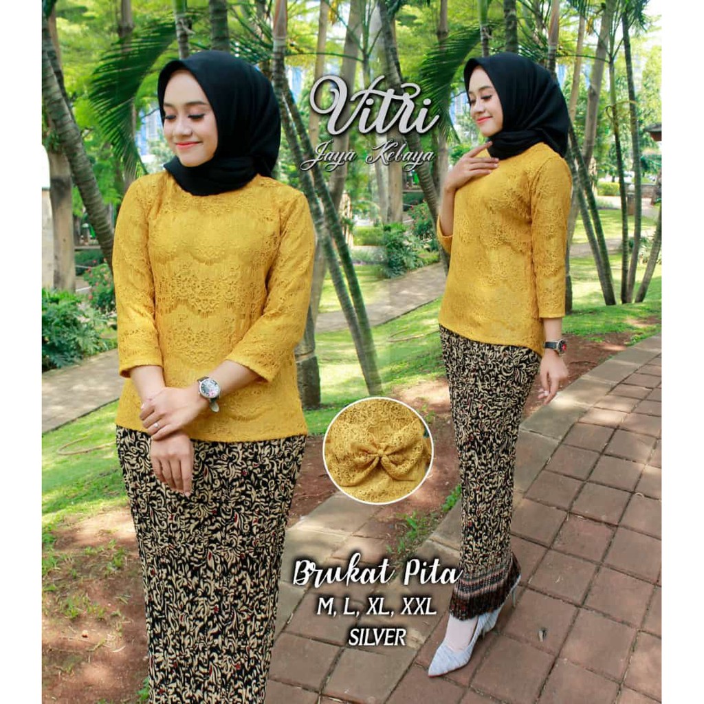 set kebaya brukat blouse pita new