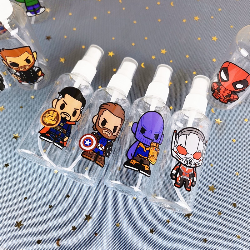 Magic789 100ML Plastic Spray Bottle Marvel Heroes Travel Size Bottles for Cosmetic Cartoon Refillable Container