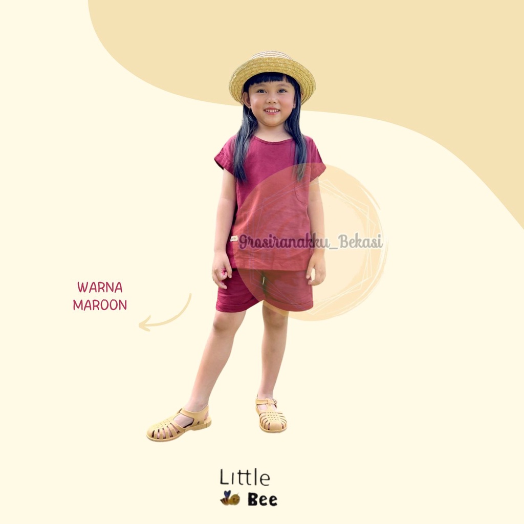 Setelan Anak Unisex Biya LittleBee Warna Maroon Size 1-5 Thn