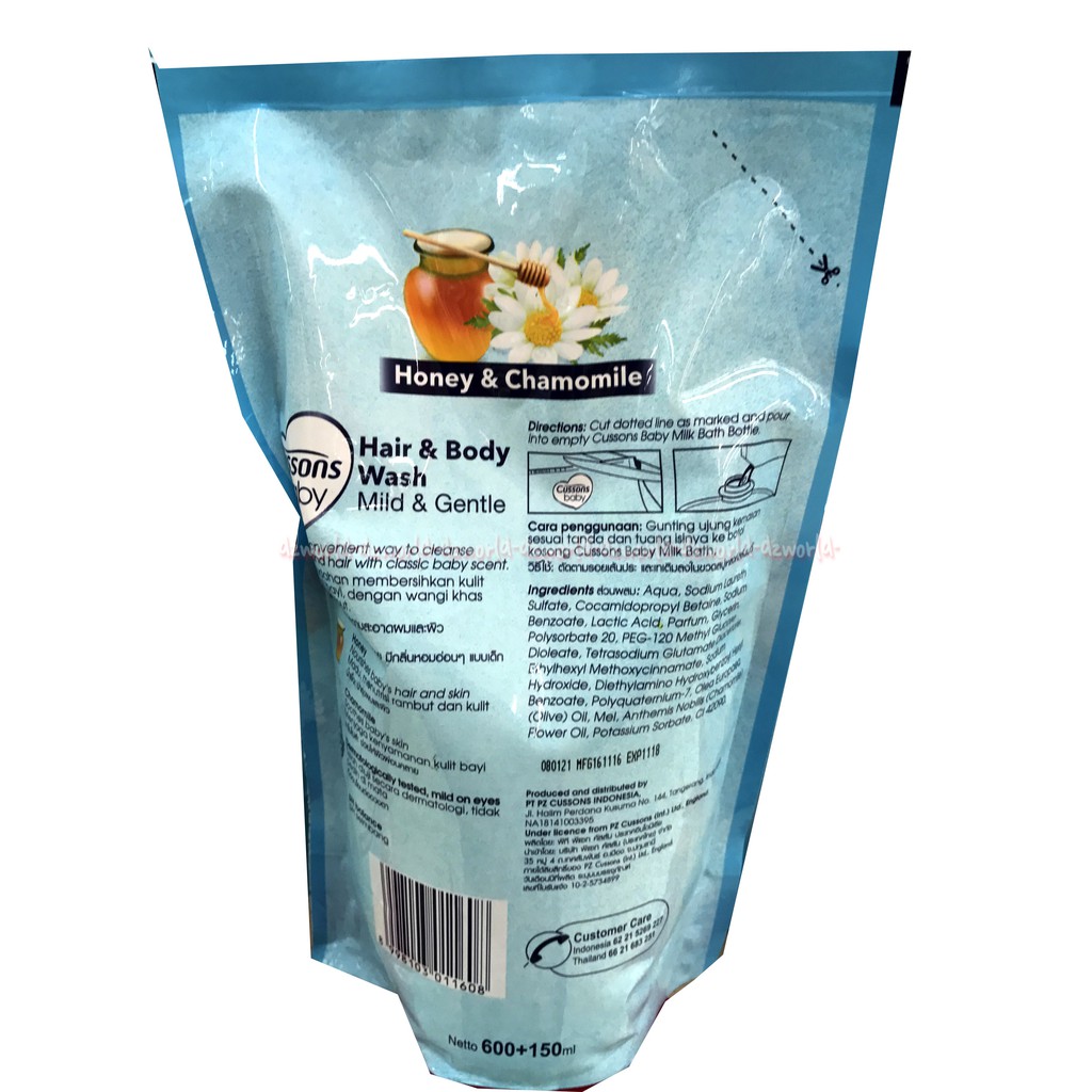 Cussons Baby Hair And Body Wash 400ml Mild And Gantle Sabun Dan Sampo Bayi Isi Ulang Refil biru