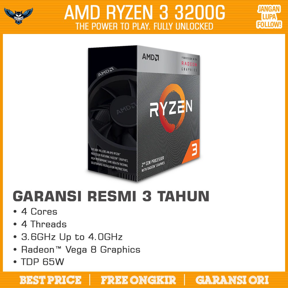 PROCESSOR AMD RYZEN 3 3200G BOX AM4 GARANSI RESMI