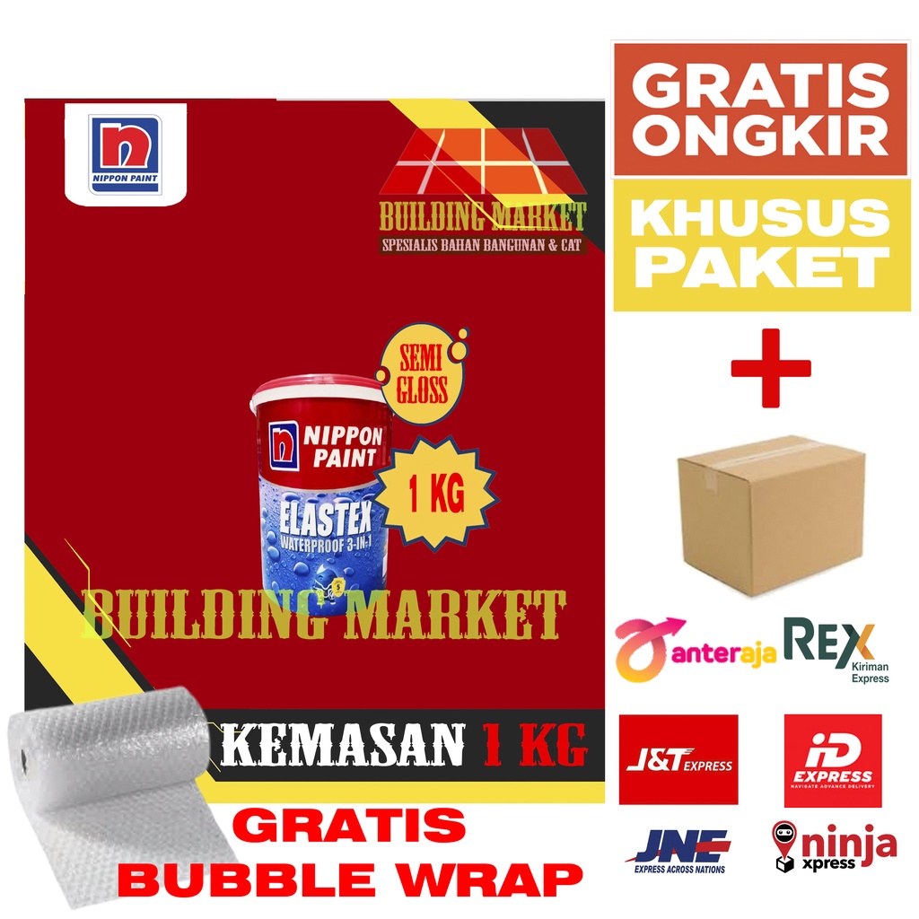 CAT TEMBOK ELASTEX WATERPROFING CAT NIPPON PAINT ELASTEX 1 KG (PAKET)