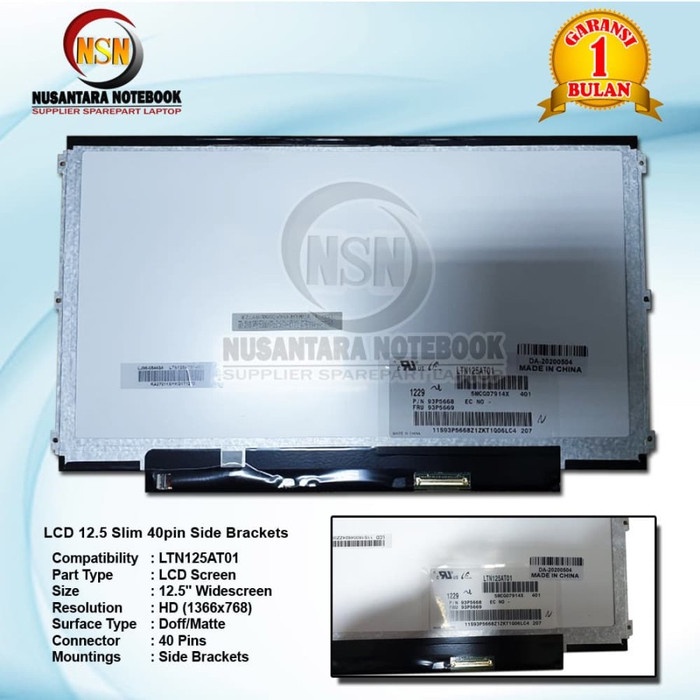 LCD LED 12.5 Slim 40pin Side Brackets Kuping Samping LTN125AT01