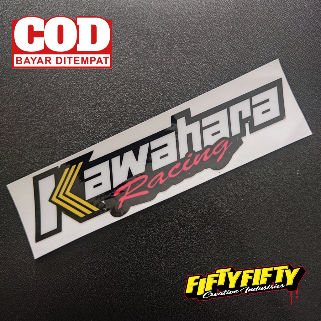 Stiker Print Cut KAWAHARA Stiker Printing Laminasi Glossy Tahan Air Stiker Motor Mobil Helm Sudah Membentuk Pola Desain