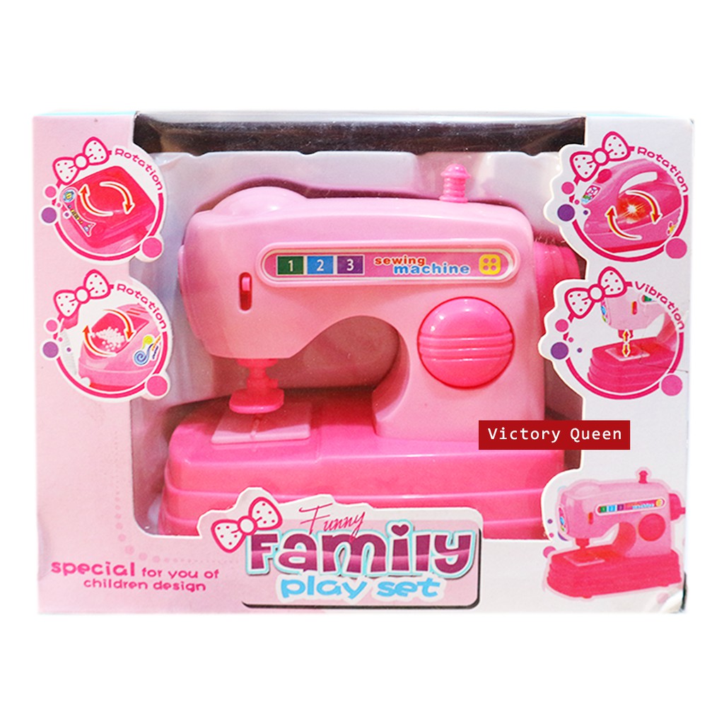 Mainan Mesin Jait Edukasi Anak Bergetar Berputar Motorik Set Sewing Family Toys Perempuan Wanita