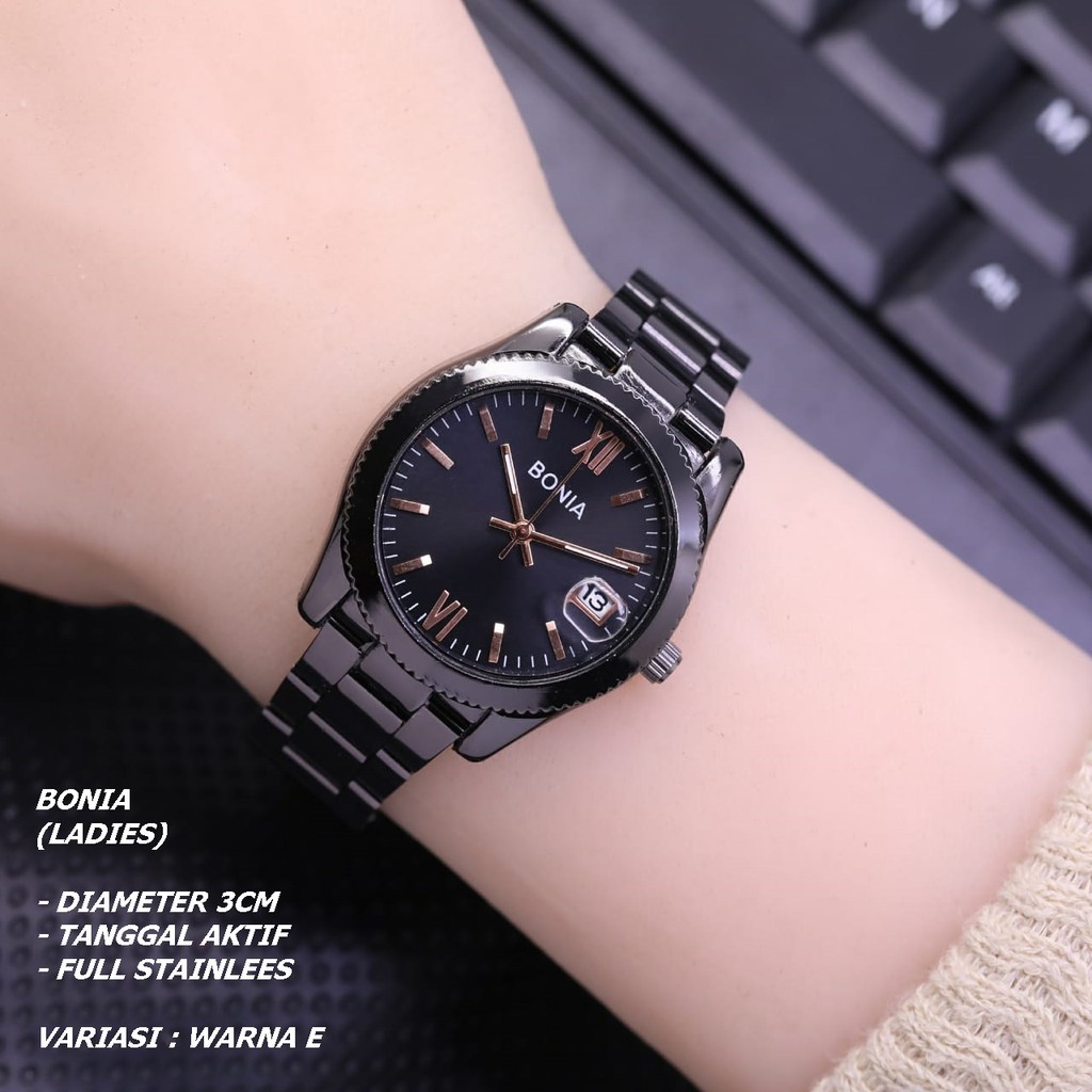 JAM TANGAN WANITA FASHION RANTAI BODY BULAT TANGGAL AKTIF