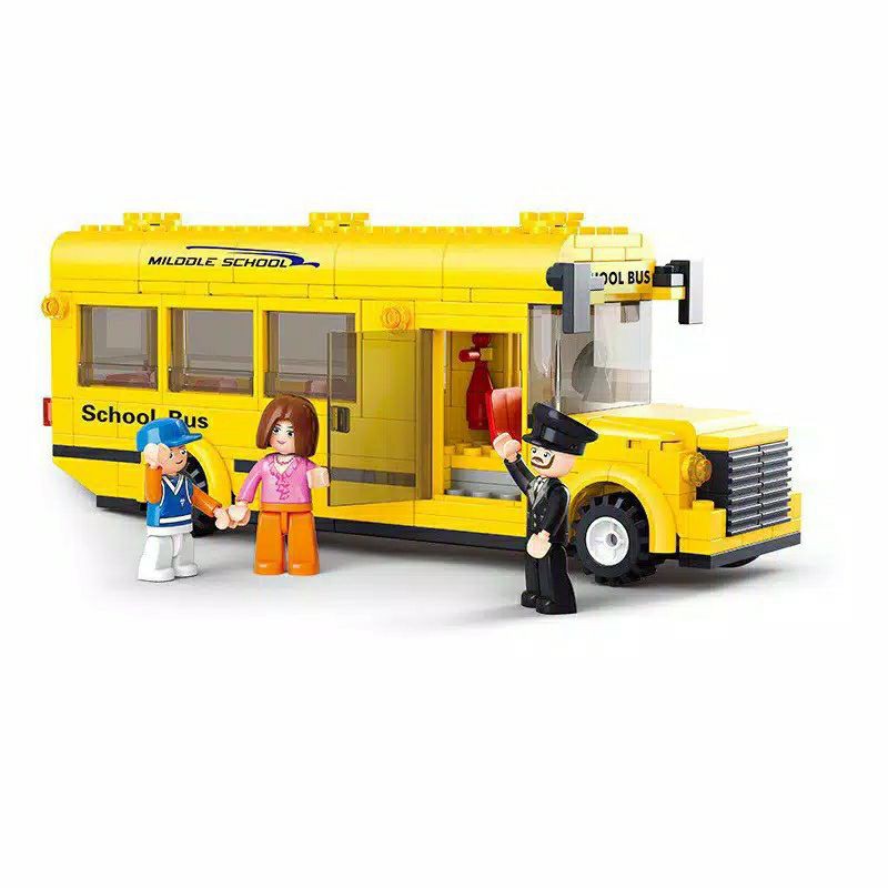 Mainan Anak Brick Balok Susun Model Lego School Bus Bis Sekolah