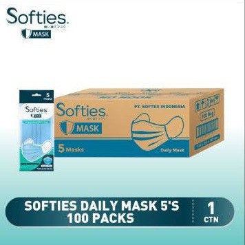 Masker Softies Daily Mask Isi 5 Pcs 3 Ply 1 Carton