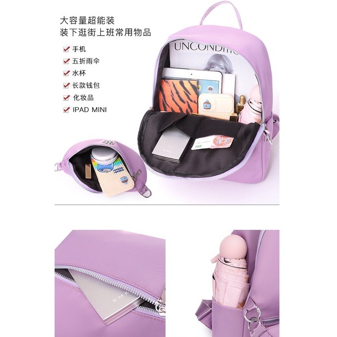 AND / COD / Tas Ransel Wanita Import Tas Punggung Sekolah Wanita Tas Selempang Perempuan Motif Polos Cantik Murah T265