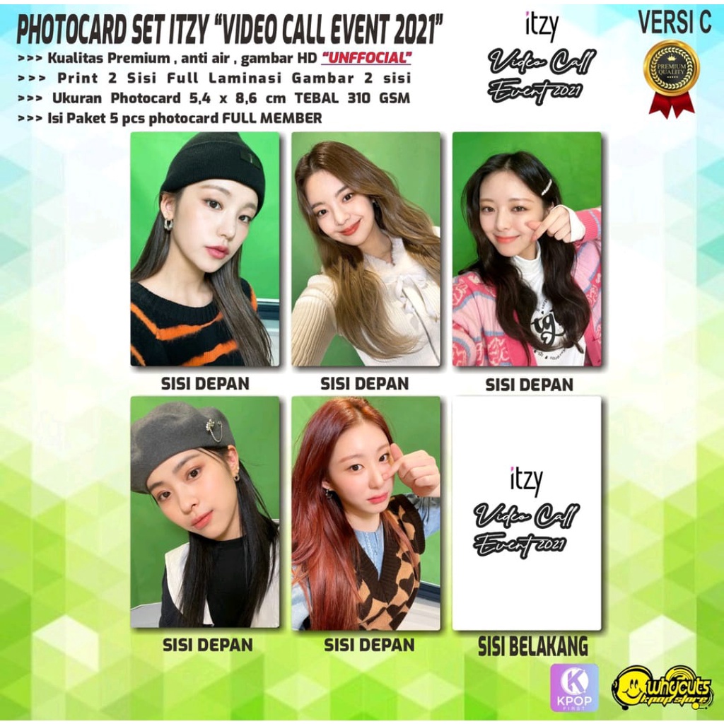 PHOTOCARD SET KPOP PREMIUM ITZY / JAPAN DEBUT SHOWCASE / MAMA AWARD 2021 / VIDEO CALL EVENT 2021 / PRINT 2 SISI FULL LAMINASI