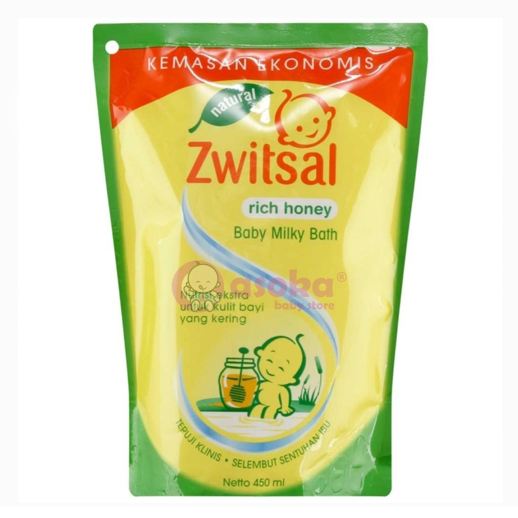 Zwitsal Natural Baby Bath Milk &amp; Honey 250ml / 450ml ASOKA