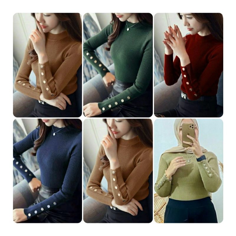 BLUS Manset RAJUT PREMIUM KANCING ORIGINAL IMPORT