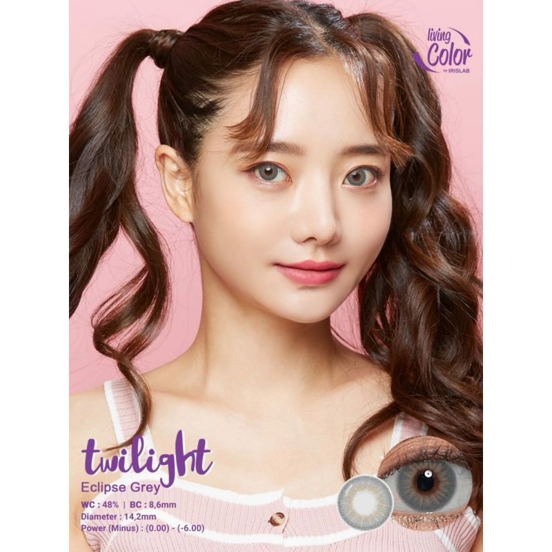 Softlens LIVING COLOR TWILIGHT 14.2 MM ECLIPSE GREY MINUS -0.50 S.D -6.00 by IRISLAB