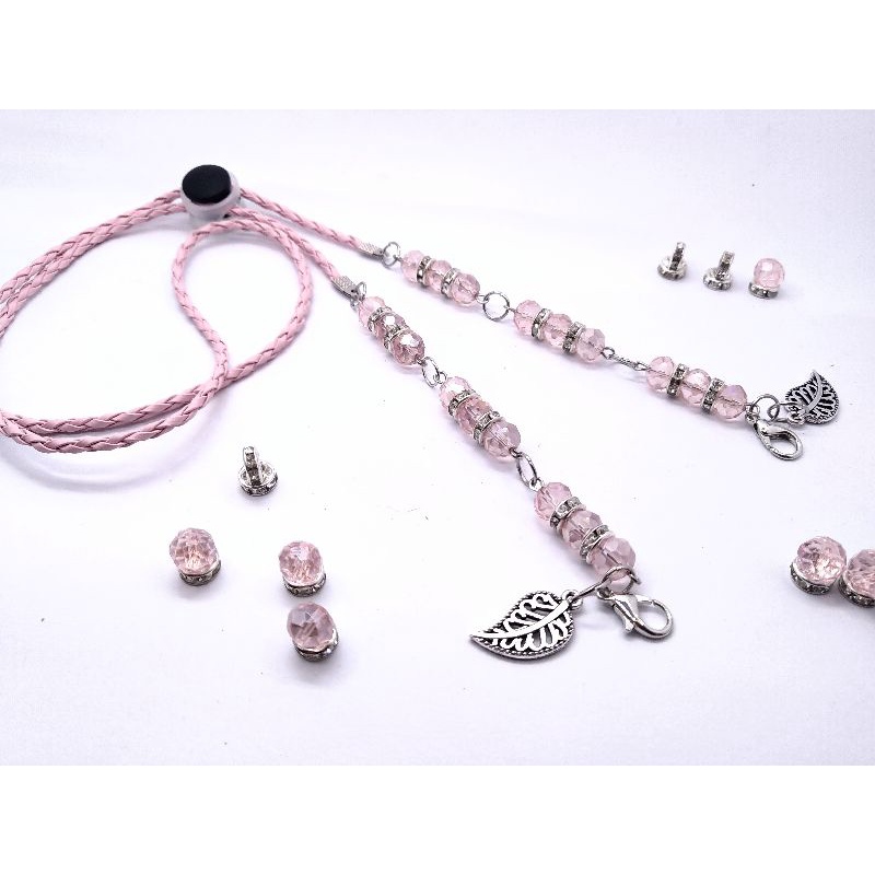 tali masker hijab konektor premium batu kristal Strap mask chain lanyards gantungan tali masker 6mm