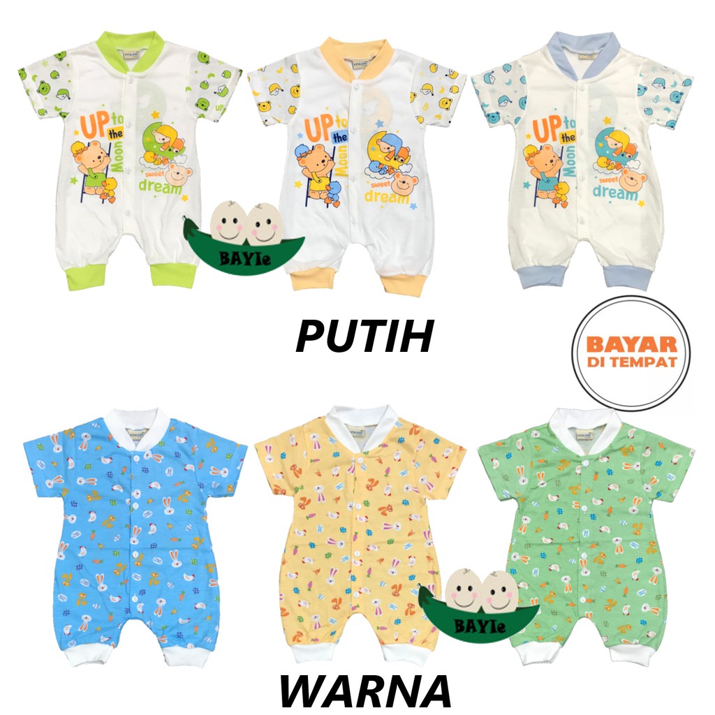 BAYIe - 3 PCS Baju model Hansop/Jumper/Romper PENDEK Bayi/Anak Laki-laki/Perempuan TOKARI 0-6 bulan