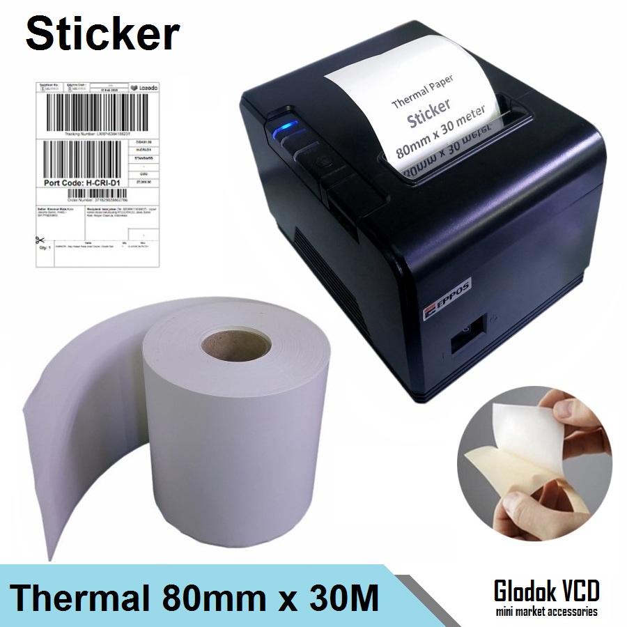 Kertas Struk Thermal Paper Roll Sticker 80mm