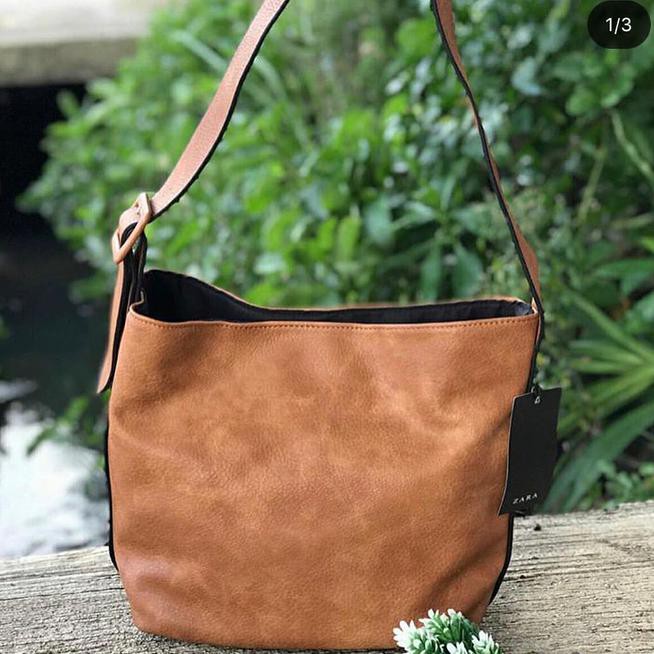 Fast Respon ..? Tas wanita zara sling hobo original import termurah,supplier tangan k1 - Cokelat Tua