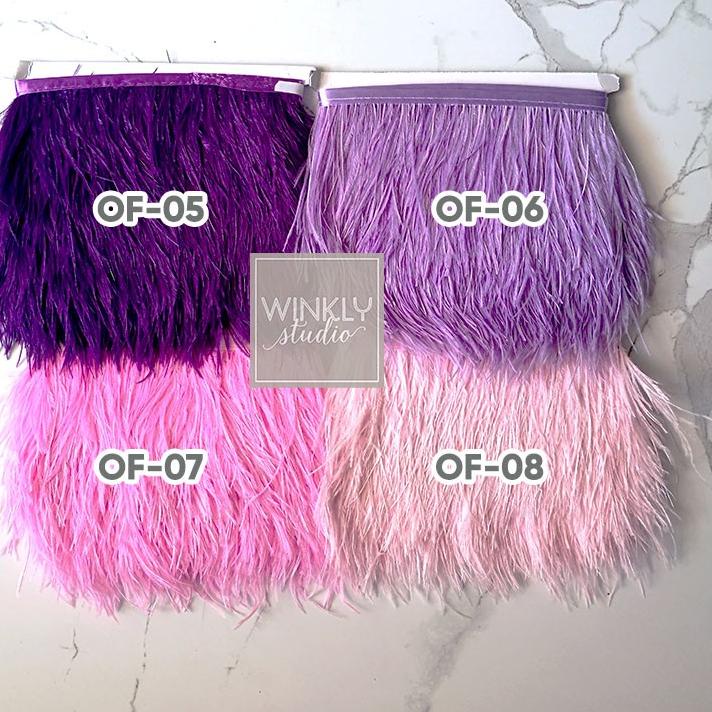 Bulu Ostrich Pendek 8cm - 10cm Ostrich Feather 10 cm Renda Ostrich Pink White Gold✓