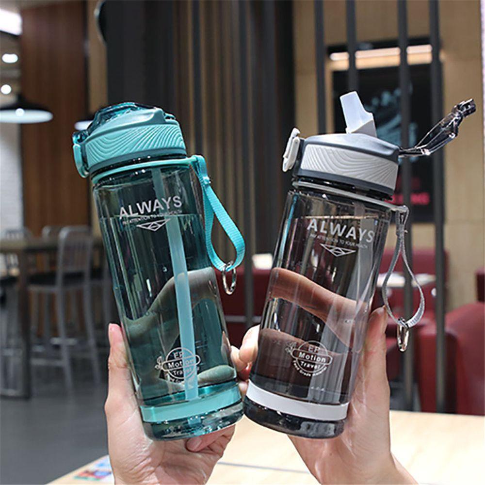 Solighter 800ml Botol Minum Olahraga Outdoor Plastik Transparan Pria Tempat Minum