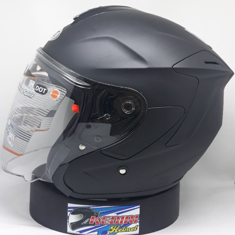 Helm INK DYNAMIC solid polos original putih hitam glossy dop gunmet paket ganteng-Black doff