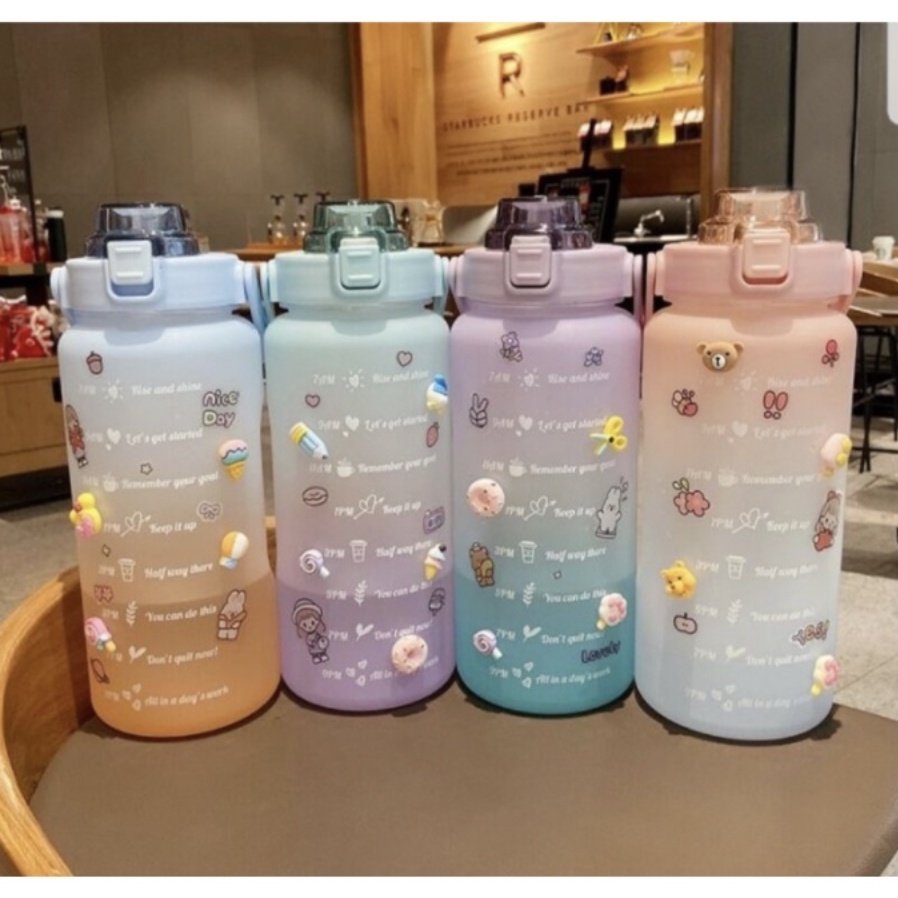 Botol Minum Anak Viral Gemoy Korea Gradasi 2 Liter FREE Sticker 2D 3D