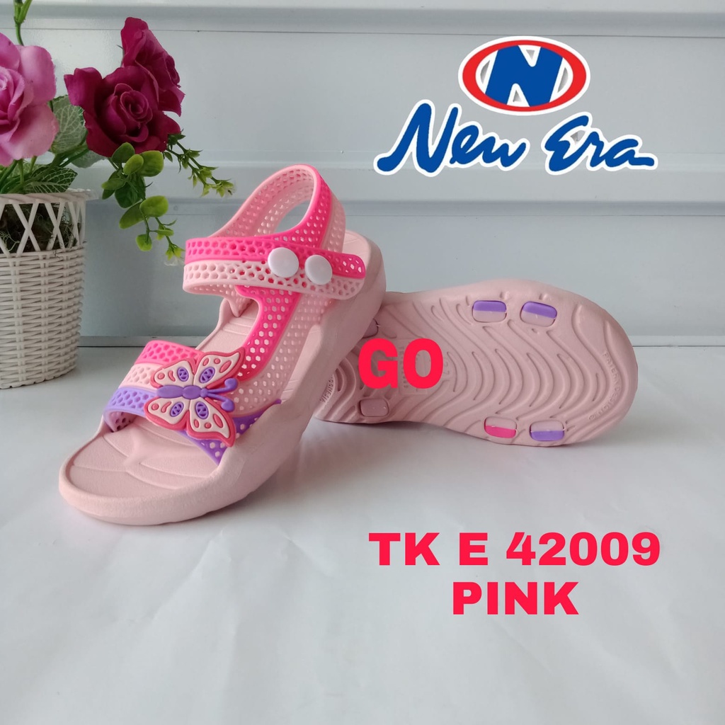 gof NEW ERA TK E 42009 Sandal Sepatu Anak Tali Belakang Karet Sandal Perempuan Original