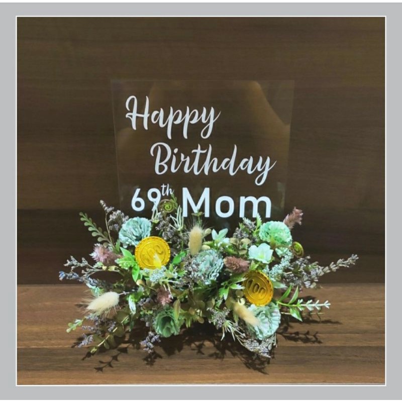 STANDING BUNGA MINI WOODEN AKRILIK A3 STANDING MINI UCAPAN PEMBUKAAN TOKO