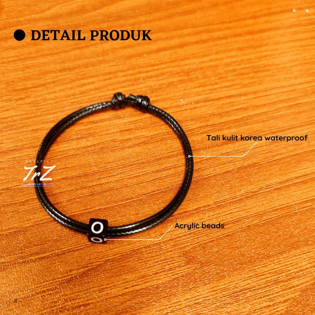 Gelang Hitam nama inisial A-Z gelang baracelete korea