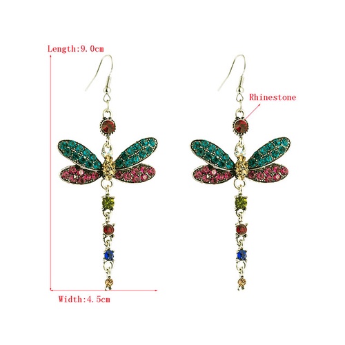 LRC Anting Gantung Fashion Diamond Dragonfly Long Earrings K01290