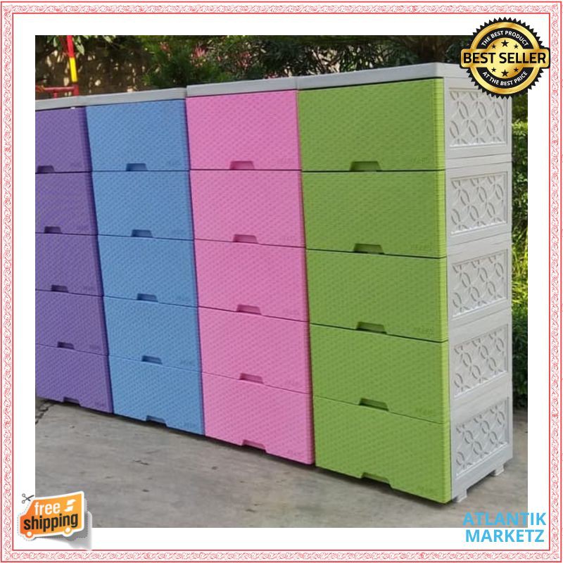 Lemari Plastik Laci Plastik Lemari Pakaian ROVEGA Magnum Susun 5