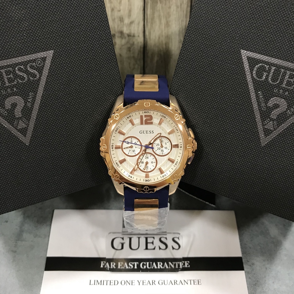 Jam Tangan Guess Wanita Original Analog Blue Silicone - W0325L8 GW 0325 L8