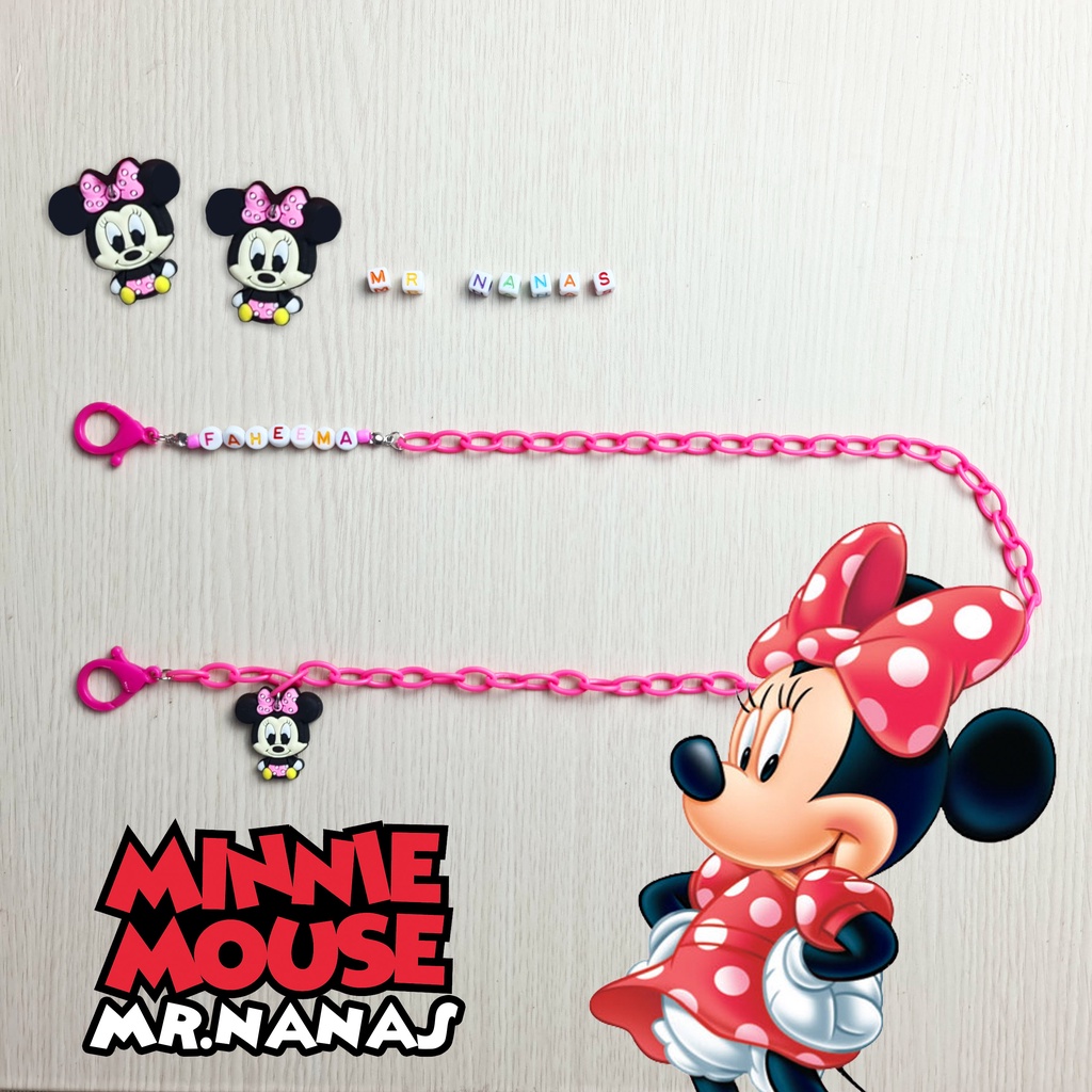 Tali Masker FREE BONEKA dan NAMA Cartoon Naruto Mickey Mouse Strap Masker Anak Perempuan Laki-laki / Anak Cowo Cewe Mr Nanas