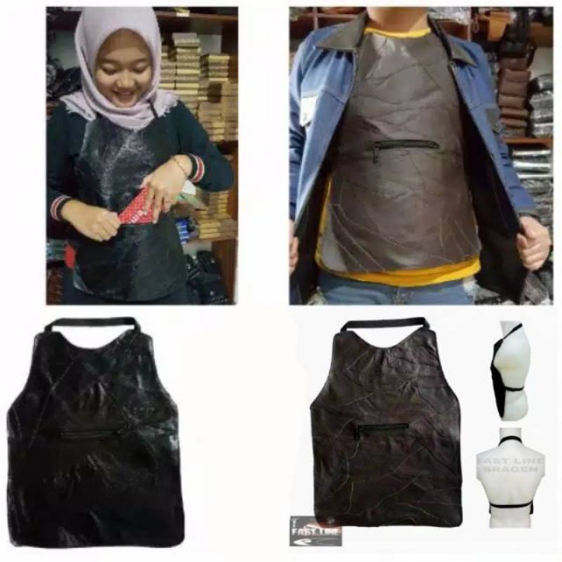 Rompi Motor pria wanita cowok kulit asli Biker Body Protector Rompi oto Pelindung Dada penahan angin