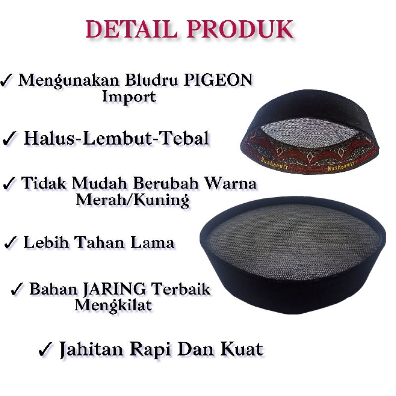 peci songkok kopiah kopeah kopyah kopya hitam full ac mushawir tinggi 7cm 8cm 9cm 10cm halusan anak dan dewasa bludru pigeon premium