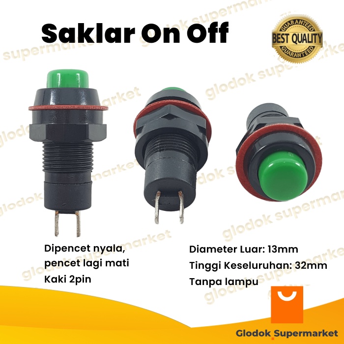 Switch Push On Off Bulat Kecil 2 Pin Saklar 2pin Tombol 2 Kaki