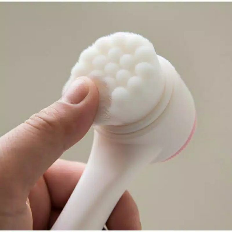 Silicone Brush Alat Cuci Muka Silikon Sikat Pijat 2 Dua Sisi Gagang Pembersih Wajah