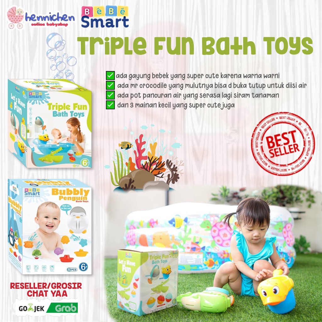 Bebe Smart Triple Fun Bath Toys Mainan anak bath tub mainan mandi