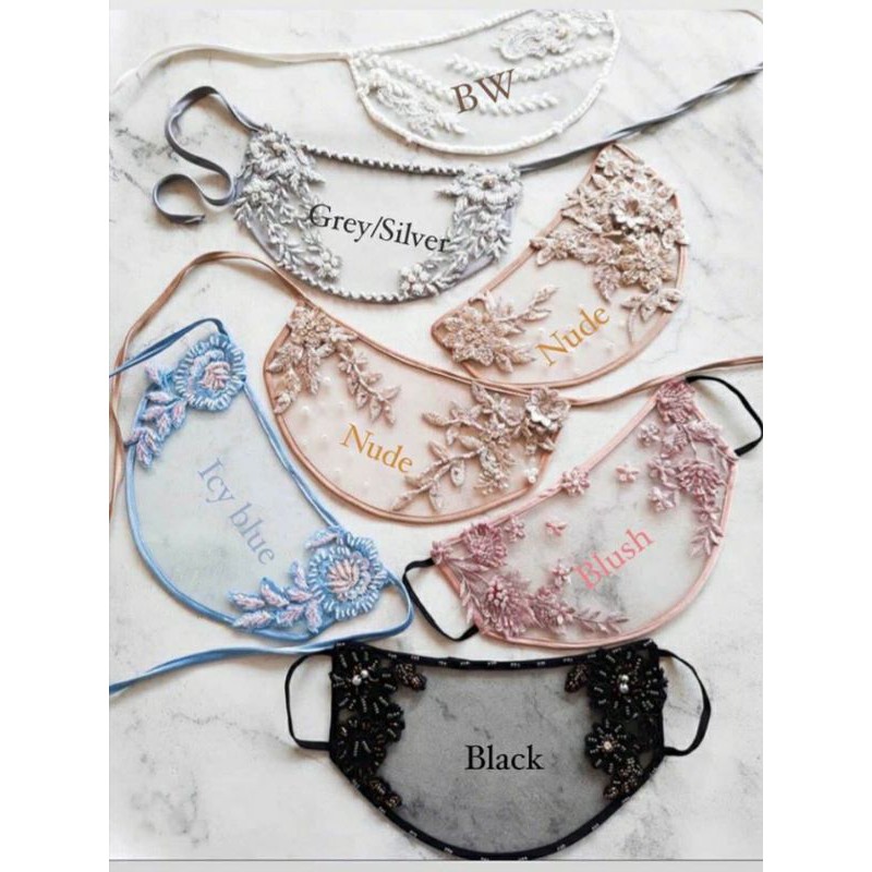 Masker Mika artis elegant motif bordir mask shield