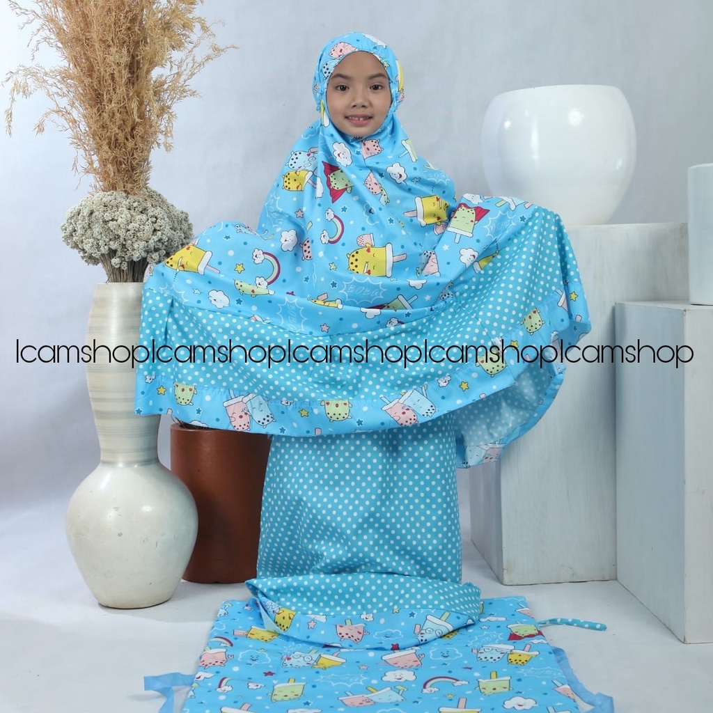Mukena Anak Karakter Boba / Mukena Anak Bahan Katun Jepang / Mukena Anak-anak