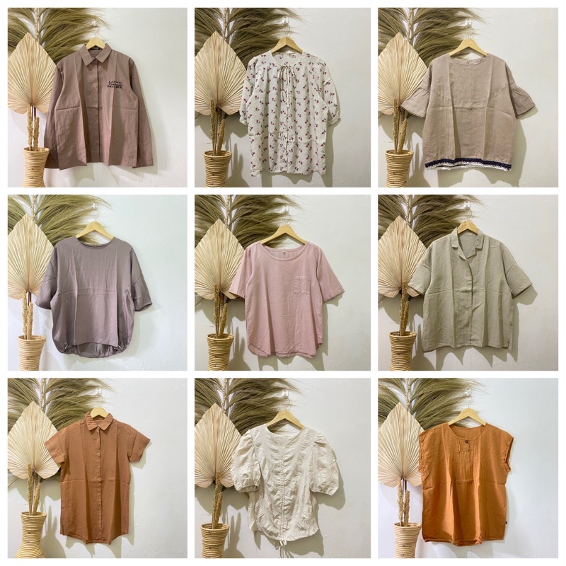 Thrift Kemeja Blouse Atasan Wanita Motif Polos Vintage - Batch 37 (B2-153 s/d B2-192)-2