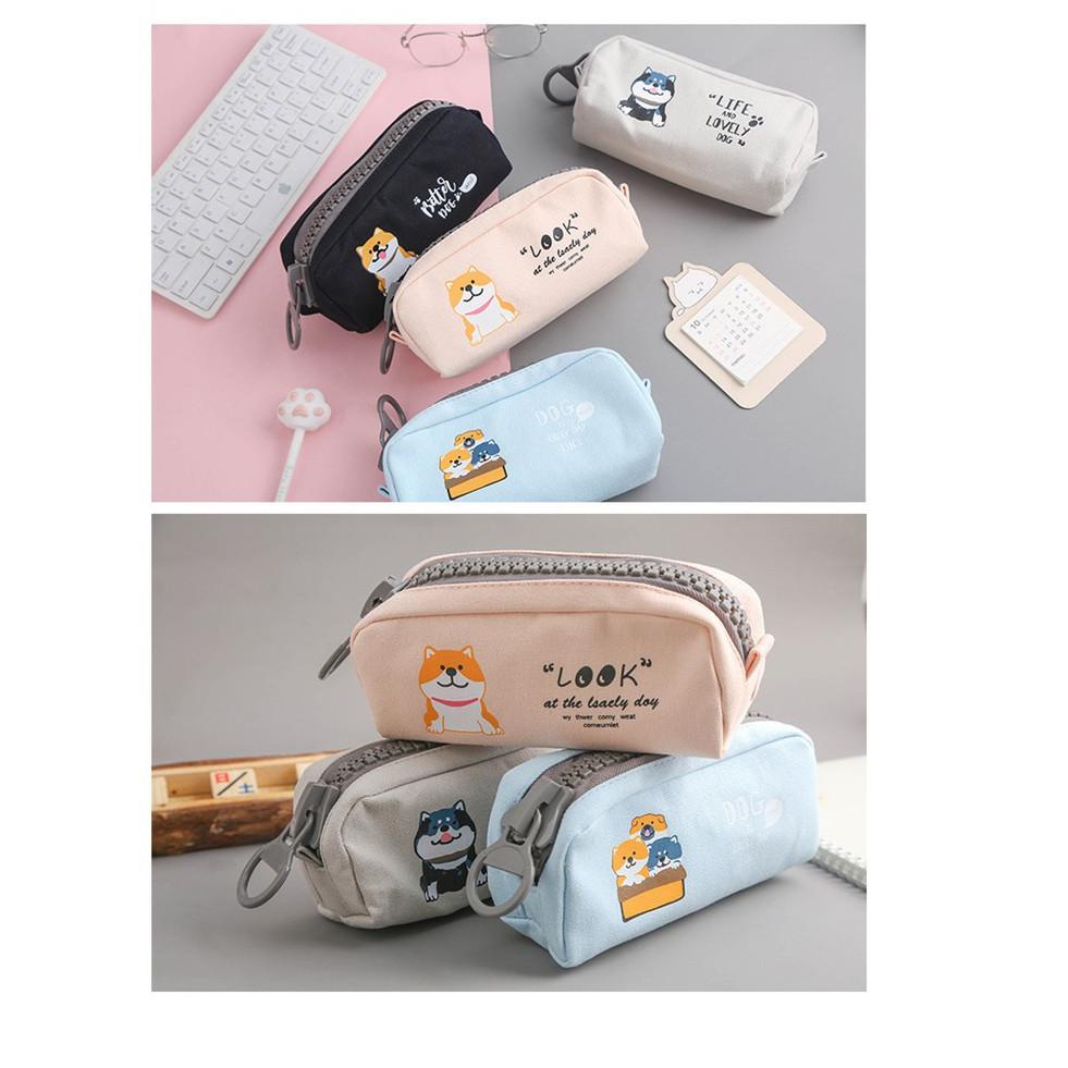 

[KODE 7BL07] Ennwen TP0046 Kawaii Shiba Dog Big Zipper Large Pencil Case / Tempat Pensil