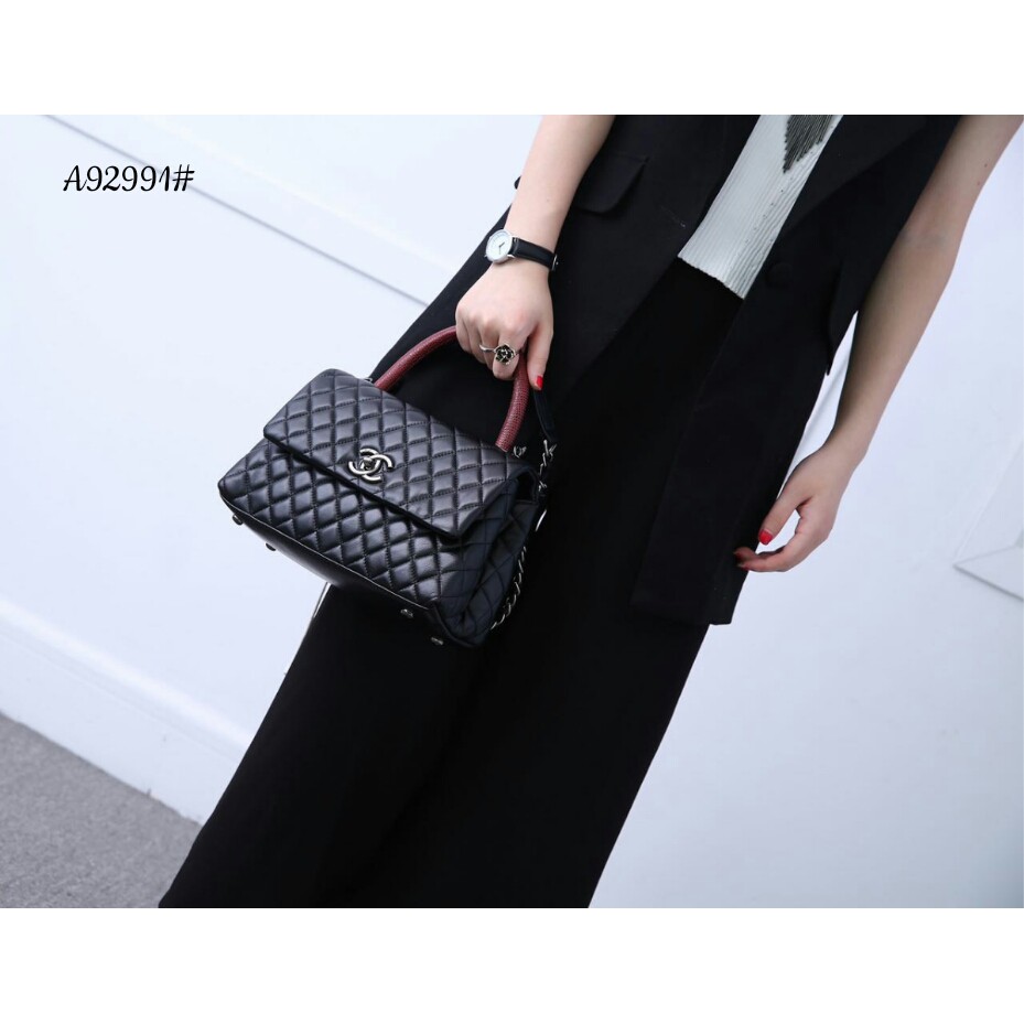 High Premium Chanel Coco Ruthenium Metal Bag A92991 Maroon