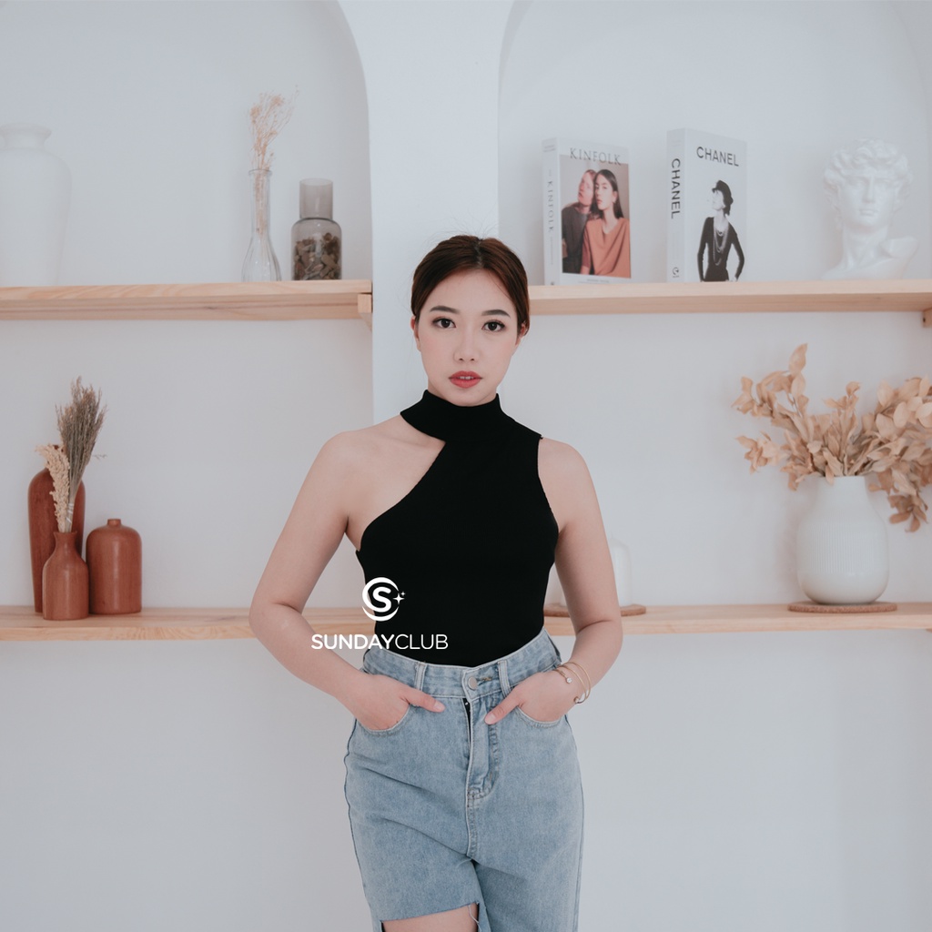 SUNDAYC:UB Liza Asymetric Tanktop Turtle One Shoulder Tank Top