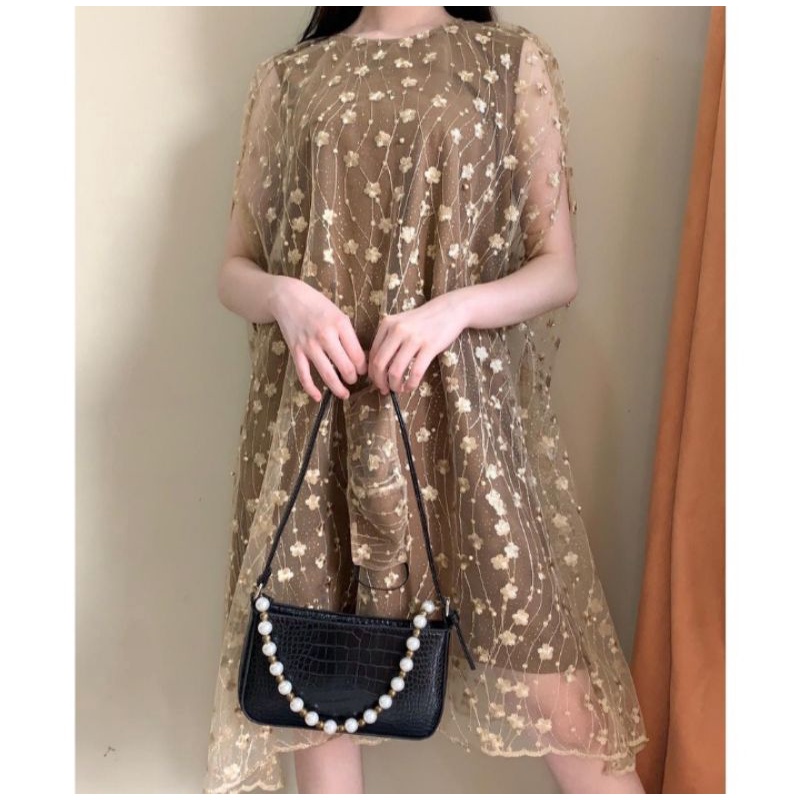 Ken-122 Gaun pesta Long Dress kondangan Premium Korea full Brokat Mewah