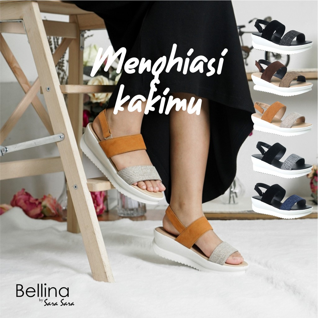 Sandal wanita wedges Sara Sara BELLINA sendal  tali warna warni sandal tinggi casual terbaru