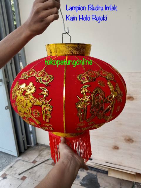 Lampion Imlek Hoki Rejeki Kain Bludru 02 Besar