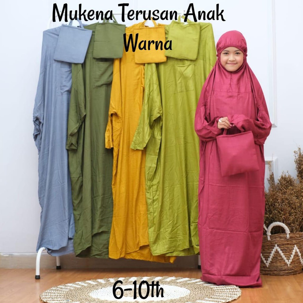 Mukena anak terusan polos, mukena adem, mukena rayon, mukena anak murah