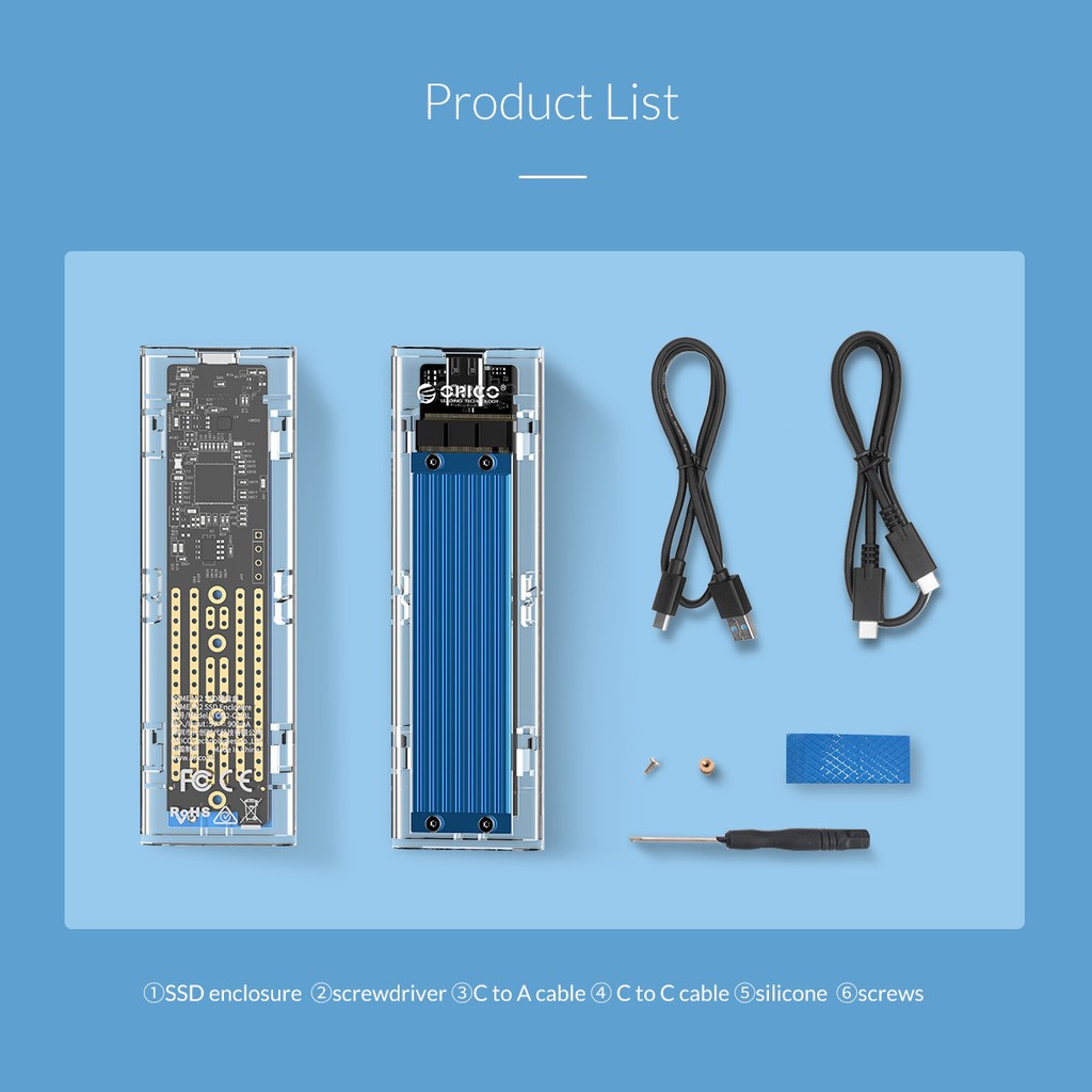 ORICO TCM2-C3 NVMe M.2 Transparent Case Enclosure for SSD up to 2TB - Casing Eksternal Khusus SSD