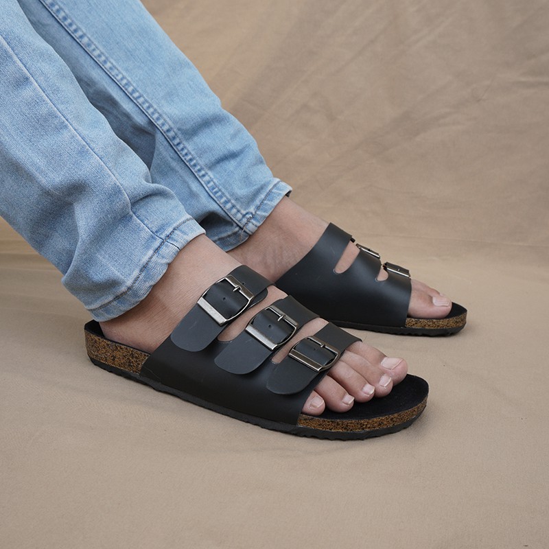 Sandal Casual Pria Walkers Gepser Sendal Slide Puyuh Kasual Santai Harian HITAM COKLAT TAN